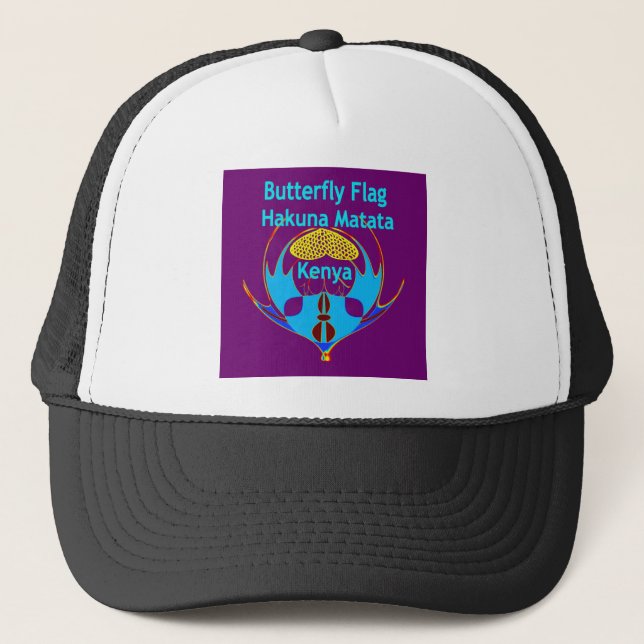 Hakuna Matata Kenya - Butterfly Art Print/Graphic Truckerkappe (Vorderseite)