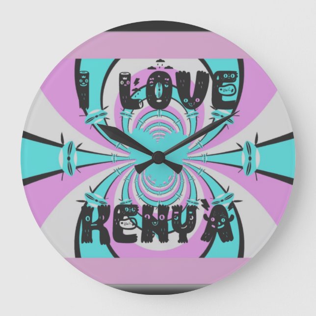 Hakuna Matata Kenya Große Wanduhr (Vorderseite)