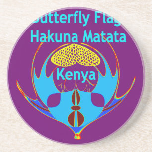 "Hakuna Matata Kenya" Schmetterlingskunst Print/Gr Getränkeuntersetzer