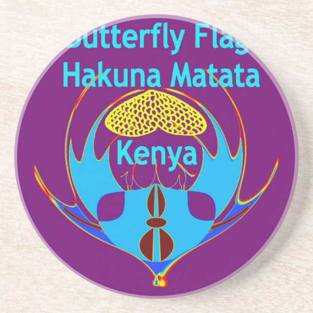 "Hakuna Matata Kenya" Schmetterlingskunst Print/Gr Getränkeuntersetzer (Vorne)