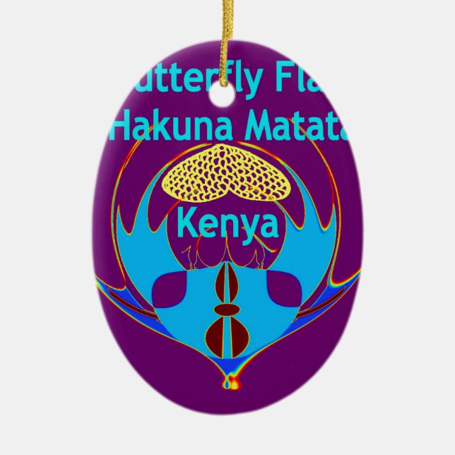 "Hakuna Matata Kenya" Schmetterlingskunst Print/Gr Keramikornament (Vorne)