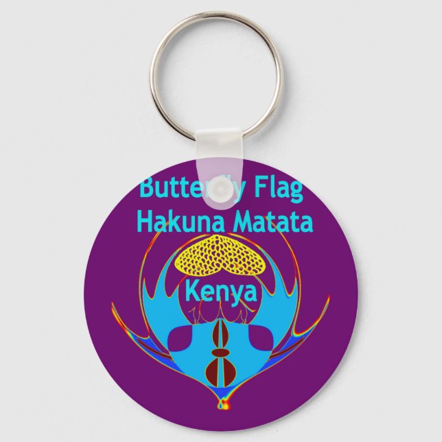"Hakuna Matata Kenya" Schmetterlingskunst Print/Gr Schlüsselanhänger (Vorderseite)