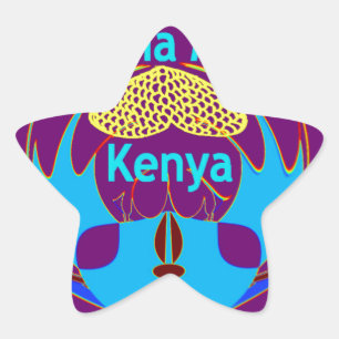 "Hakuna Matata Kenya" Schmetterlingskunst Print/Gr Stern-Aufkleber