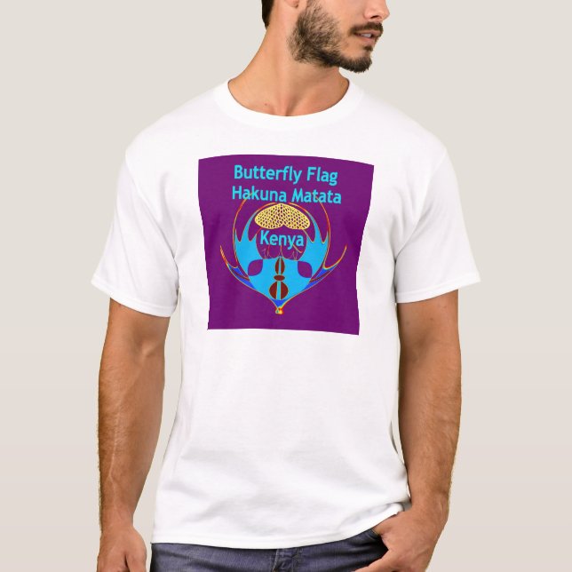 "Hakuna Matata Kenya" Schmetterlingskunst Print/Gr T-Shirt (Vorderseite)