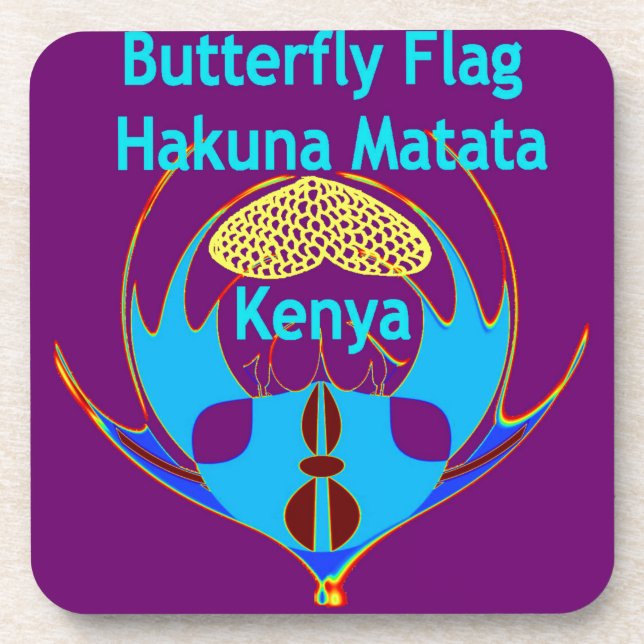 "Hakuna Matata Kenya" Schmetterlingskunst Print/Gr Untersetzer (Vorderseite)