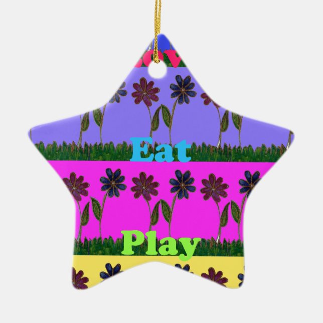 Hakuna Matata Liebe Eat Play.png Keramik Ornament (Vorne)