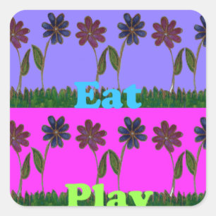 Hakuna Matata Liebe Eat Play.png Quadratischer Aufkleber