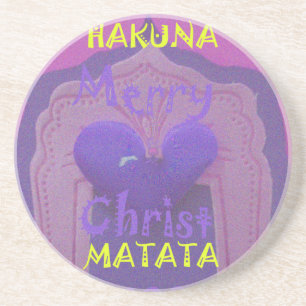 Hakuna Matata Merry Christmas Liebe Design.jpg Sandstein Untersetzer