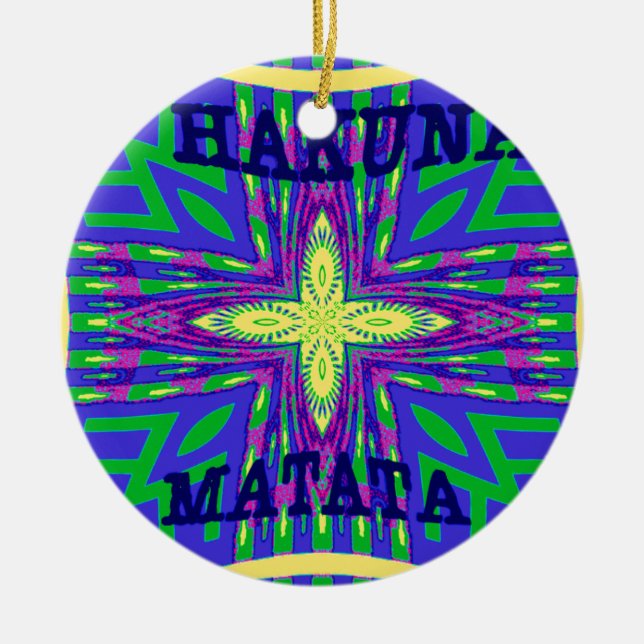 Hakuna matata Mombasa Kanga Keramik Ornament (Vorne)