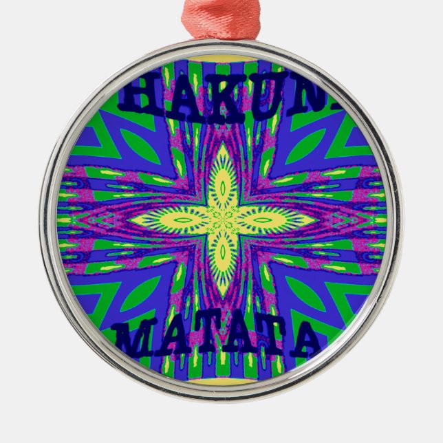 Hakuna matata Mombasa Kanga Ornament Aus Metall (Vorne)