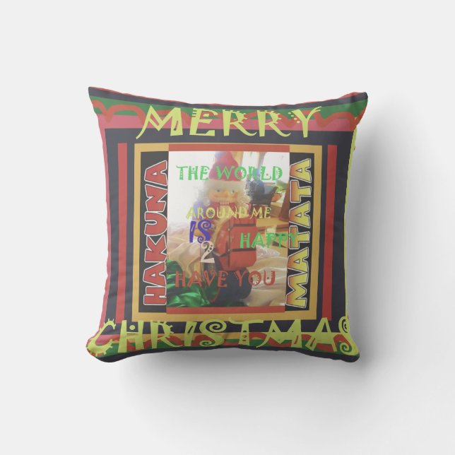 Hakuna Matata Niedlich Frohe Weihnachtswelt um mic Kissen Für Draußen (Vorderseite)