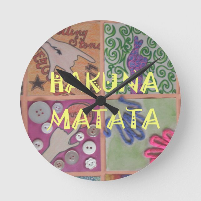 Hakuna Matata niedliche fantastische Arbeit von Runde Wanduhr (Vorderseite)