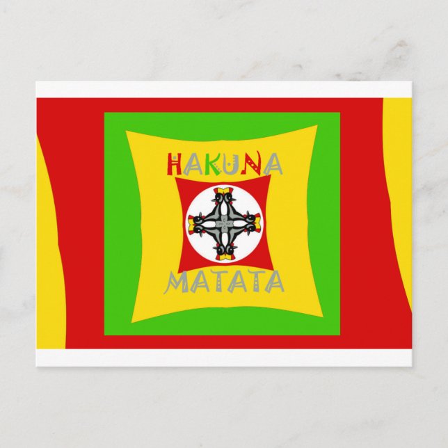 Hakuna Matata Rasta Color Red Golden Green Postkarte (Vorderseite)