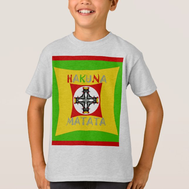 Hakuna Matata Rasta Color Red Golden Green T-Shirt (Vorderseite)
