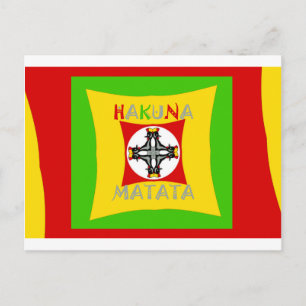 Hakuna Matata Rasta Farbe Rot Golden Grün Postkarte