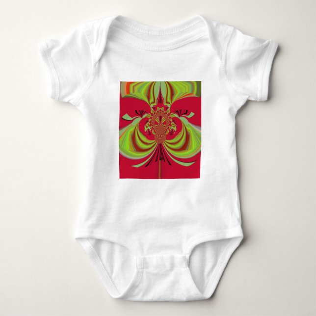 Hakuna Matata rotes gelbes Design Baby Strampler (Vorderseite)