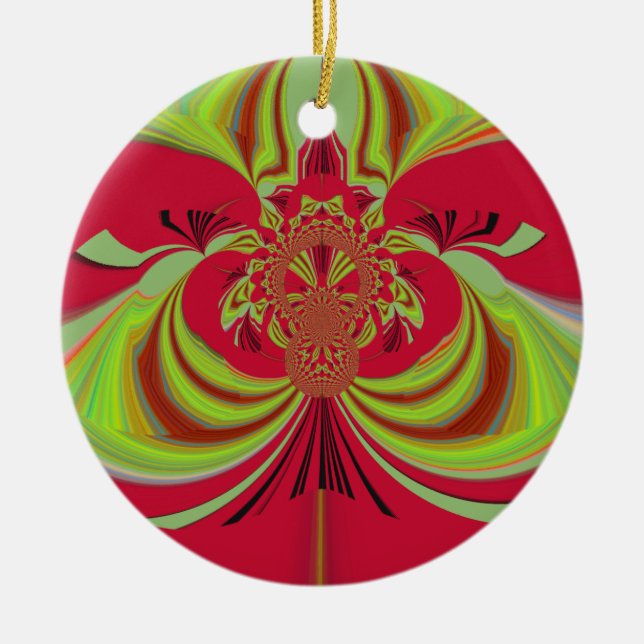Hakuna Matata rotes gelbes Design Keramik Ornament (Vorne)