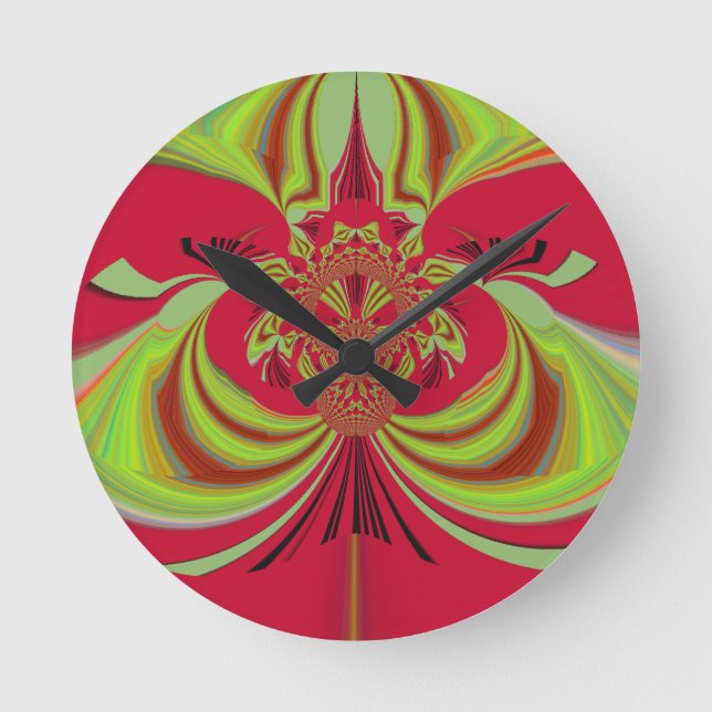 Hakuna Matata rotes gelbes Design Runde Wanduhr (Vorderseite)
