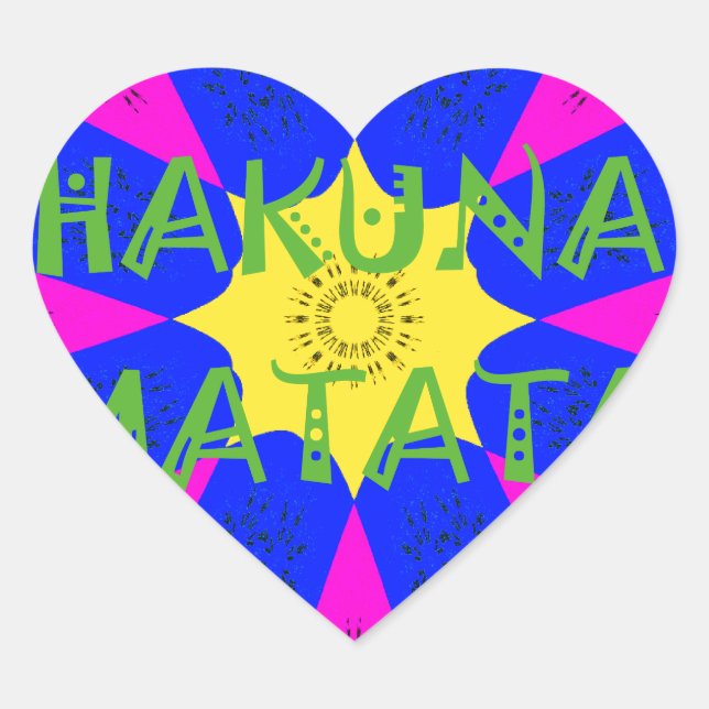 Hakuna Matata Schöne Phantastische Designfarben Herz-Aufkleber (Vorderseite)