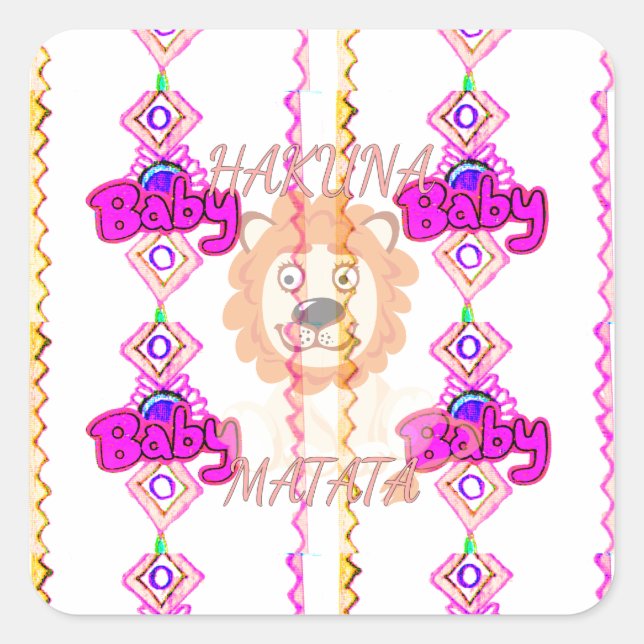 Hakuna Matata: Schönes Design-Motiv für Baby-Löwen Quadratischer Aufkleber (Vorderseite)