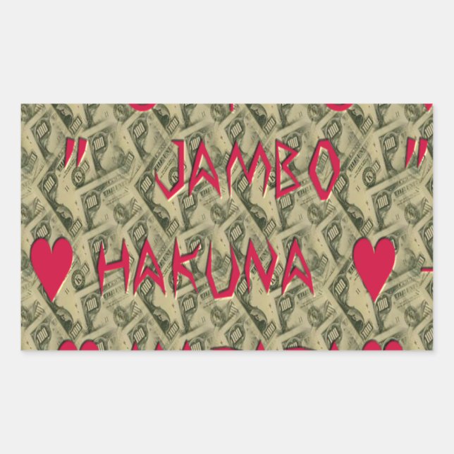 Hakuna Matata Talk Money Art Print Design Rechteckiger Aufkleber (Vorderseite)