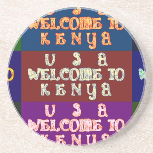 Hakuna Matata Willkommen in Kenya.png Sandstein Untersetzer (Vorne)