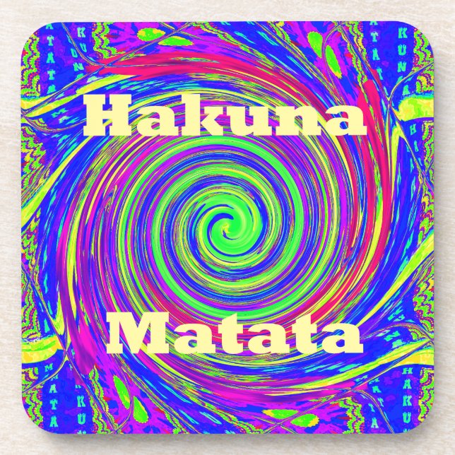 Hakuna Matata – Wirbeldesign mit lebendigen Farben Untersetzer (Vorderseite)