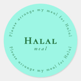 Halal meal Request Sticker, Light Green Runder Aufkleber