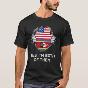 Halb American Half Swazi USA Eswatini Flag Mens Wo T-Shirt