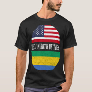 Halb-Amerikaner Halb-Gabunische Flagge USA Gabon H T-Shirt