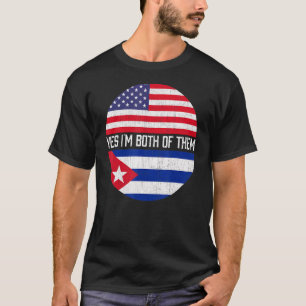 Halb Amerikaner Halb kubanische Flagge Familie Erb T-Shirt