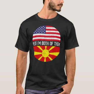 Halb-Amerikaner, halb makedonische Flagge Familie  T-Shirt