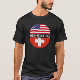 Halb Amerikaner Halb Schweizer Flagge Familienerbe T-Shirt