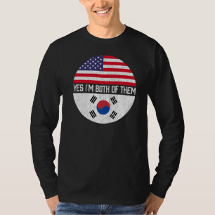 Halb-Amerikaner Halb-Südkoreaner-Flaggenfamilie Er T-Shirt