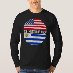 Halb-Amerikaner Halb-Uruguayan-Flagge Familie Heri T-Shirt