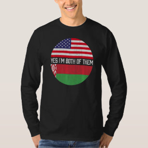 Halb Amerikaner Halbe belarussische Flagge Familie T-Shirt