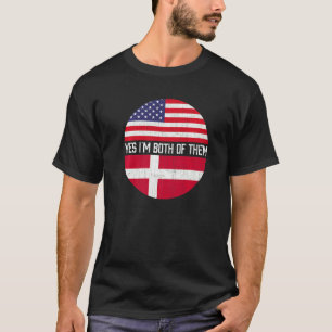 Halb-Amerikaner Halbe dänische Flagge Familie Erbe T-Shirt
