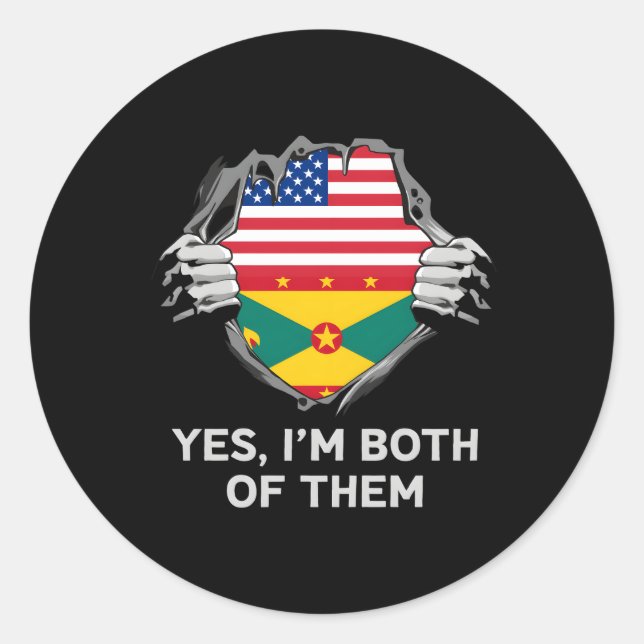 Halb Amerikaner Halbe Grenadische Flagge S Runder Aufkleber (Vorderseite)