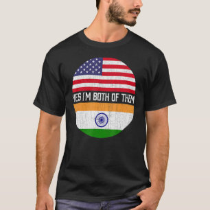 Halb Amerikaner Halbe Indische Flagge Familie Erbe T-Shirt