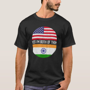 Halb Amerikaner Halbe Indische Flagge Familie Erbe T-Shirt