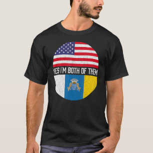 Halb Amerikaner Halbe kanarische Flagge Familie He T-Shirt