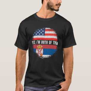 Halb-Amerikaner Halbe serbische US-Flagge Serbien T-Shirt