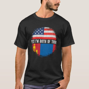 Halb-Amerikaner Halbmongolische Fahne Mongolei T-Shirt