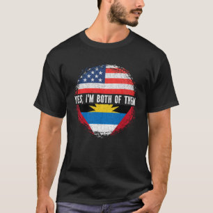 Halb-Amerikaner Half Antiguan Barbuan USA Flag T-Shirt