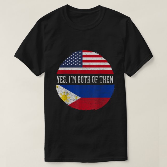 Halb-Amerikaner Half Filipino USA Flag Philippinen T-Shirt (Design vorne)