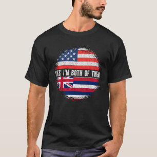 Halb-Amerikaner Half Hawaiian USA Flag Hawaii T-Shirt