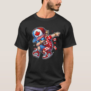 Halb-Amerikaner Half Kanadische Flagge USA Kanada T-Shirt