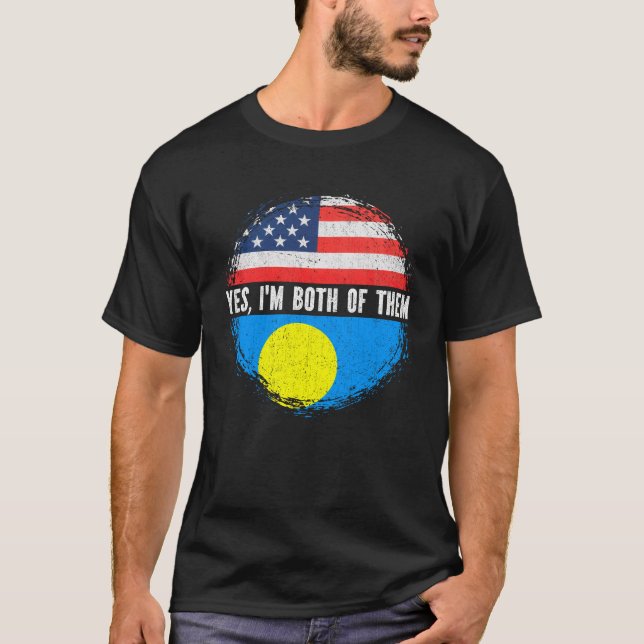 Halb-Amerikaner Half Palauan USA Flag Palau Herita T-Shirt (Vorderseite)