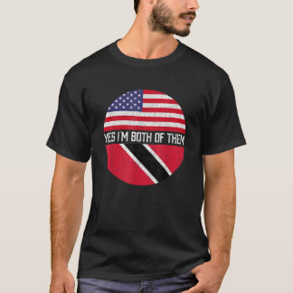 Halb Amerikaner Half Trini USA Flaggenfamilie Welt T-Shirt