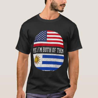 Halb-Amerikaner Half Uruguayan USA Flagge Uruguay  T-Shirt